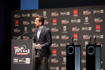 Raúl Berdonés, durante su intervención en la presentación de Iberseries Platino Industria y Premios Platino